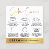 Cake Care Guide White & Gold Script Logo Card (Front)