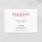 Cake Care Instructions Guide Girly Pink Watercolor Business Card (Back)