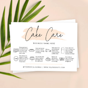 Cake Care Instructions Light Soft Beige Watercolor Business Card