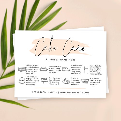 Cake Care Instructions Light Soft Beige Watercolor Business Card
