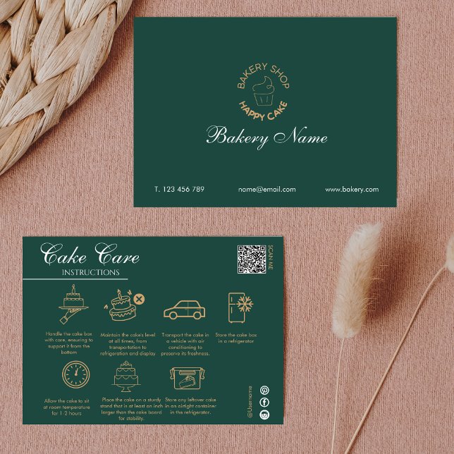 Cake Care Instructions Qr Code Add Your Logo Green Note Card (Cake Care Instructions Qr Code Add Your Logo Green Note Card)