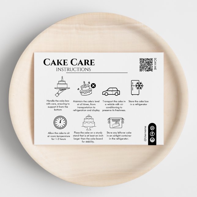 Cake Care Instructions Qr Code Add Your Logo Note Card (Cake Care Instructions Qr Code Add Your Logo Note Card)