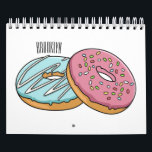 Cake cartoon illustration calendar<br><div class="desc">Donut,  Black Forest cake,  Cannoli,  Birthday cake,  Chocolate lava cake,  Tiramisu cake,  Gingerbread cake,  Cupcake,  Churro,  Christmas pudding,  Chocolate eclair,  Chocolate chip cookie,  Cheesecake,  Rainbow cake cartoon illustration</div>