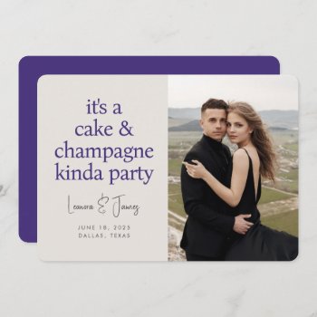 Cake Champagne Fun Typography Purple Wedding Save The Date by AtelierAdair at Zazzle