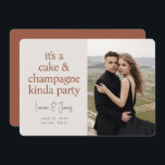 Cake Champagne Fun Typography Terracotta Wedding  Save The Date<br><div class="desc">It's A Cake And Champagne Party Fun Neutral Terracotta Typography Wedding Photo Save the Date Invitation</div>