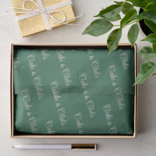 'Cake & Clubs' Rich Emerald Green & Soft Rose  Tissue Paper