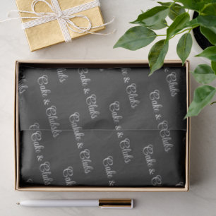 'Cake & Clubs' Sleek Black & Clean White Script Tissue Paper