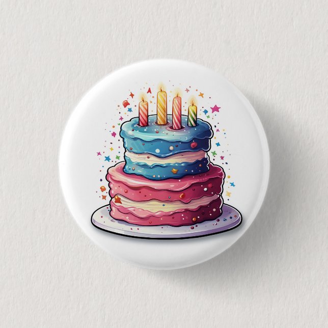 Cake, colorful cake design button (Front)