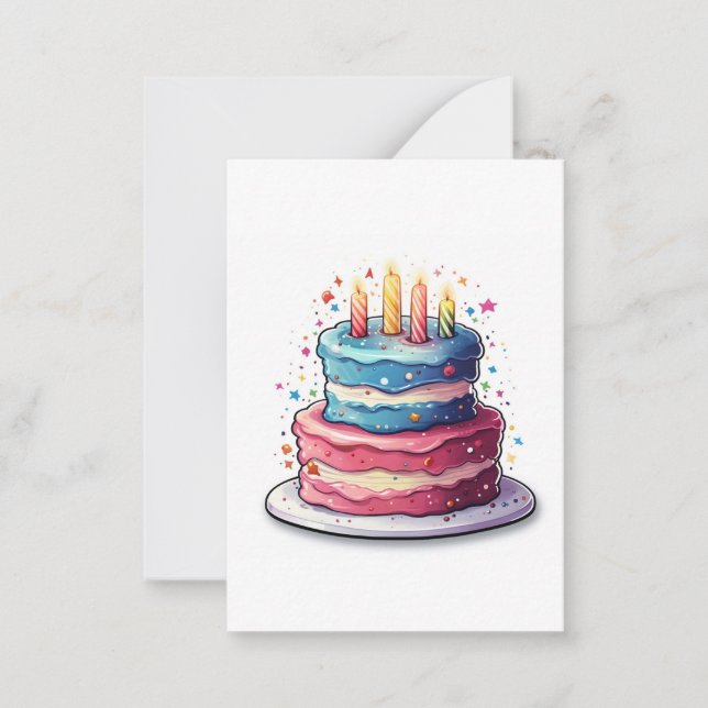 Cake, colorful cake design note card (Front)