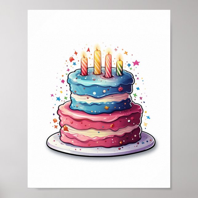 Cake, colorful cake design poster (Front)