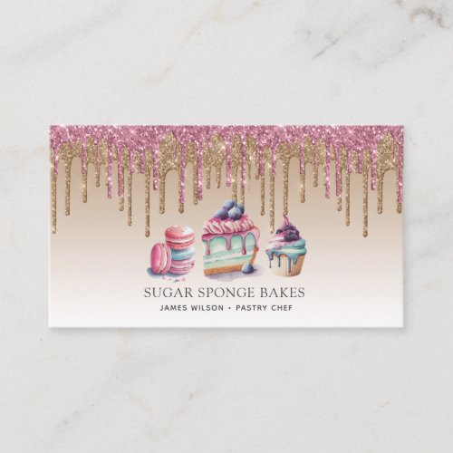Cake Cookies Cupcake Pastry Chef Glitter Business Card