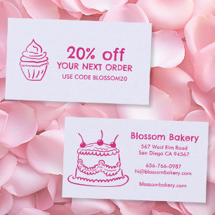 Cake Cupcake Bakery Dessert Catering Rewards Discount Card