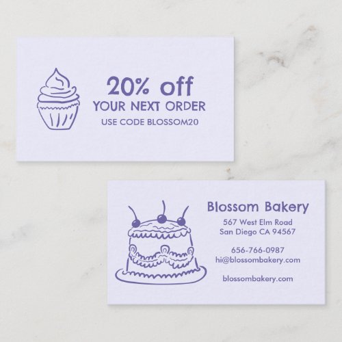 Cake Cupcake Bakery Dessert Catering Rewards Discount Card