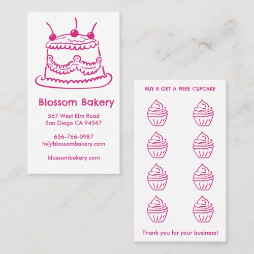 Cake Cupcake Bakery Dessert Catering Rewards  Loyalty Card