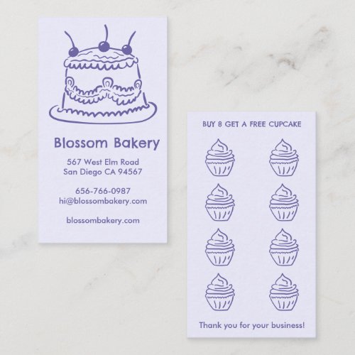 Cake Cupcake Bakery Dessert Catering Rewards Loyalty Card