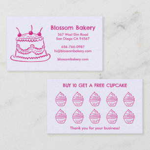 Cake Cupcake Bakery Dessert Catering Rewards Loyalty Card