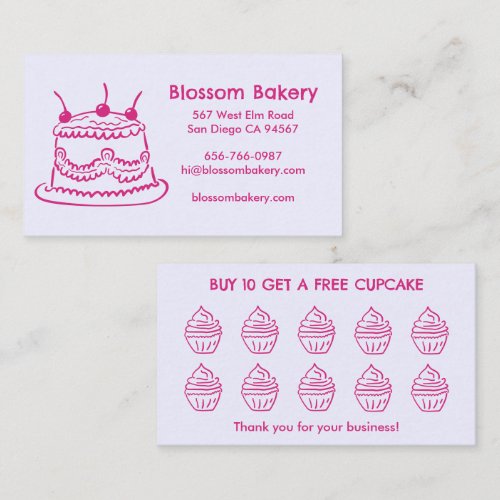 Cake Cupcake Bakery Dessert Catering Rewards Loyalty Card