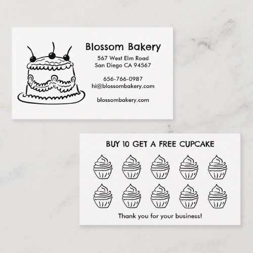 Cake Cupcake Bakery Dessert Catering Rewards Loyalty Card