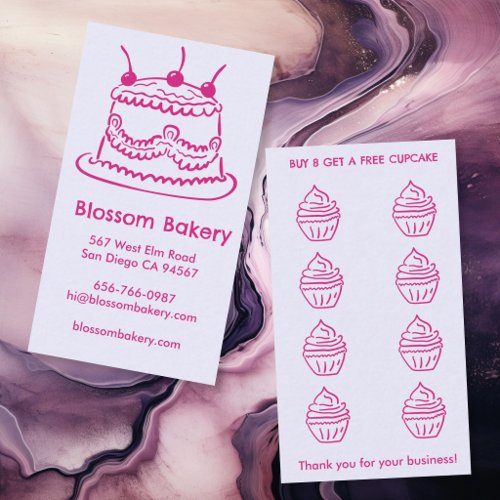 Cake Cupcake Bakery Dessert Catering Rewards Loyalty Card
