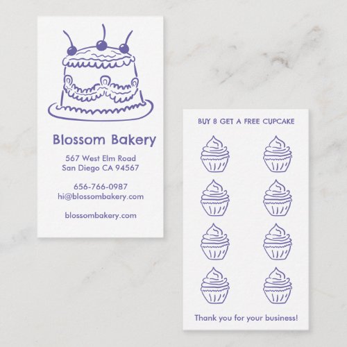 Cake Cupcake Bakery Dessert Catering Rewards Loyalty Card
