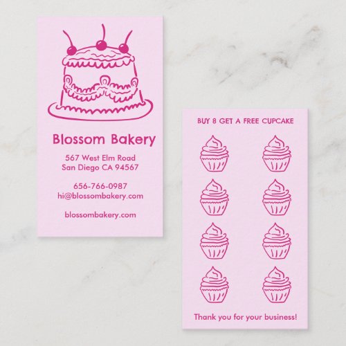Cake Cupcake Bakery Dessert Catering Rewards  Loyalty Card