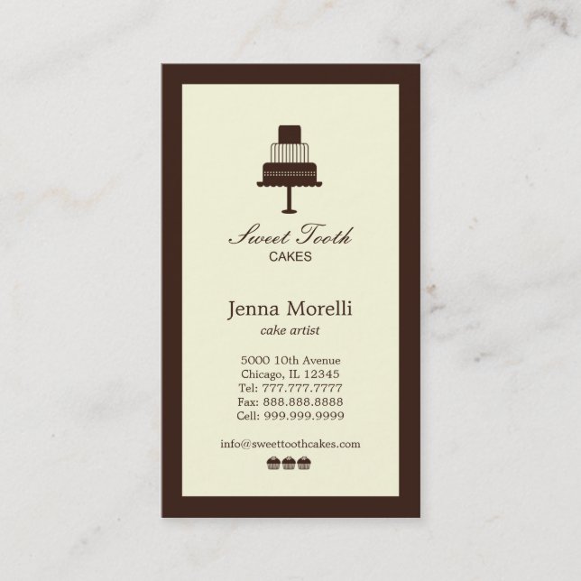 Cake & Cupcakes Bakery Business Card (Front)