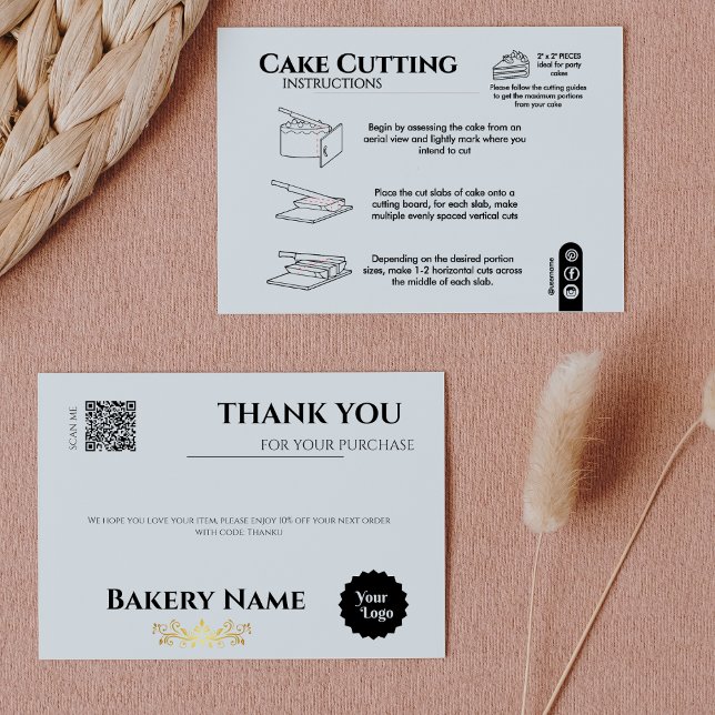Cake Cutting Guide 2x2 Portions Round Serving Thank You Card (Cake Cutting Guide 2x2 Portions Round Serving Thank You Card)