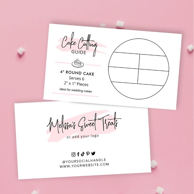 Cake Cutting Guide 4" Round Wedding Cake Portions Enclosure Card (4 inch round cake cutting guide for 2x1" wedding portions)
