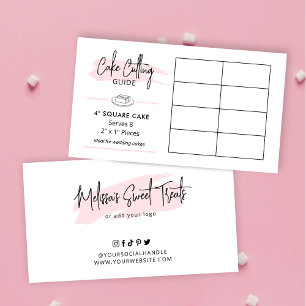 Cake Cutting Guide 4" Square Cake Portions Diagram Enclosure Card