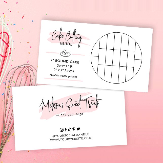 Cake Cutting Guide 7" Round Cake 2x1" Portions Enclosure Card (7 inch round cake cutting guide for wedding cakes)