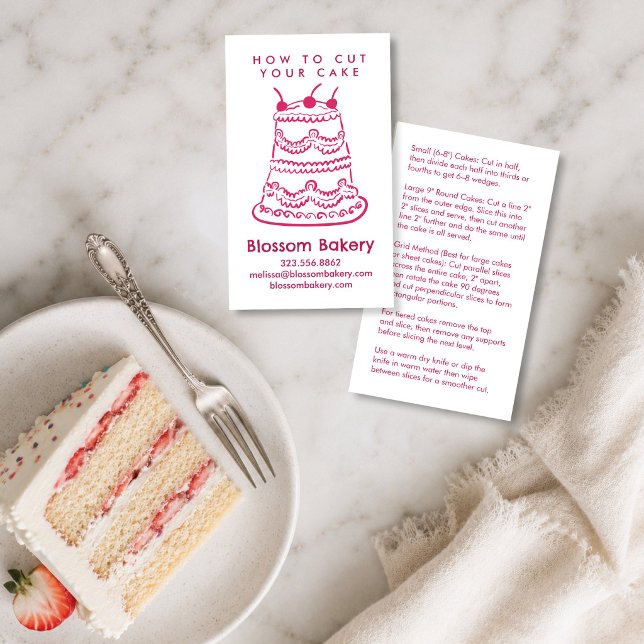 Cake Cutting Instructions Bakery Dessert Wedding  Business Card (Cake Cutting Instructions Bakery Dessert Wedding Business Card
)
