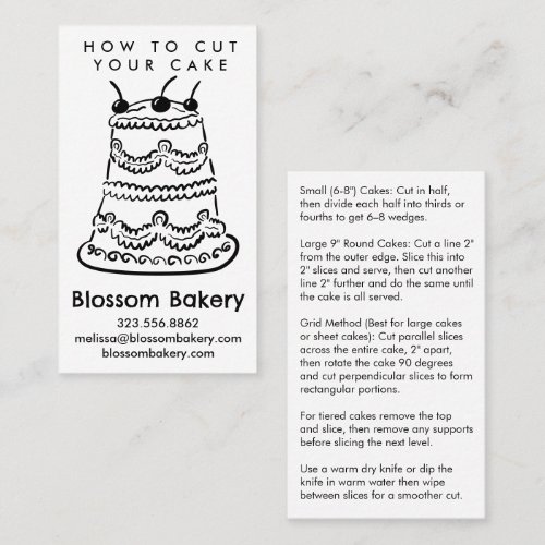 Cake Cutting Instructions Bakery Dessert Wedding Business Card