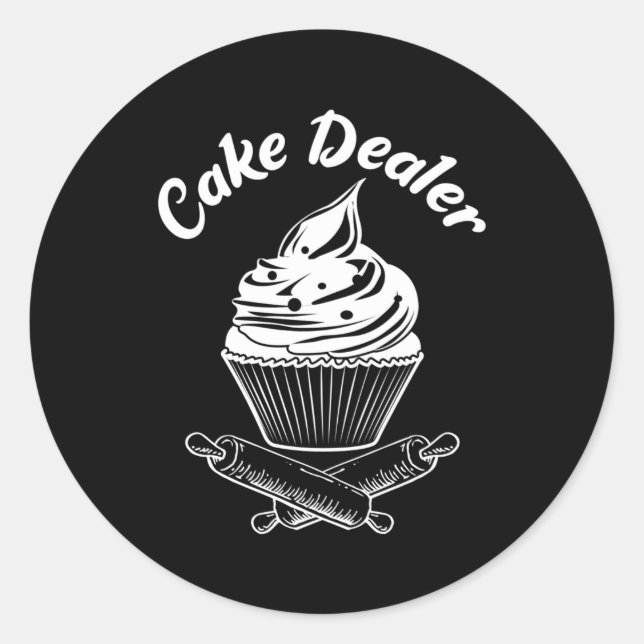 Cake Dealer Cupcake Baker Baking Love Kitchen Classic Round Sticker (Front)