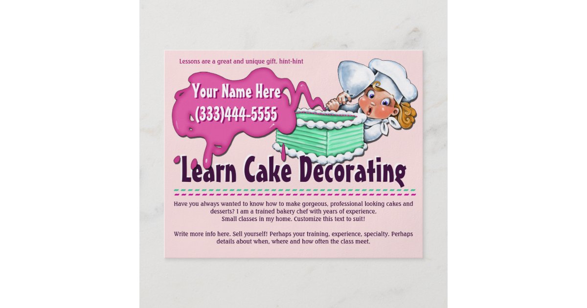 Cake Decorating. Baking. Classes. Lessons Flyer | Zazzle