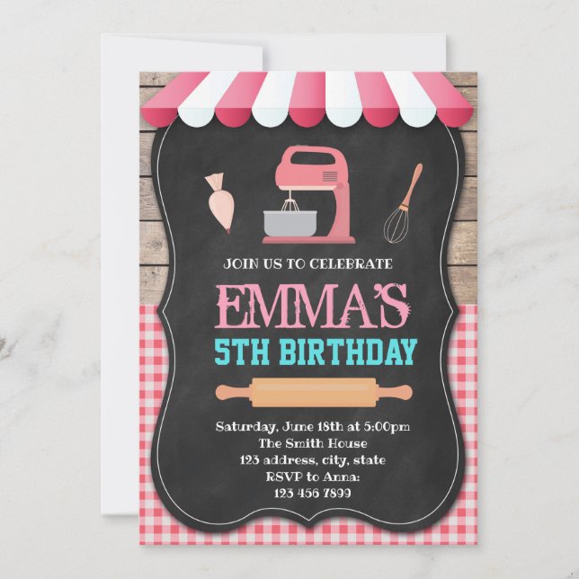 Cake Decorating Birthday Invitation (Front)