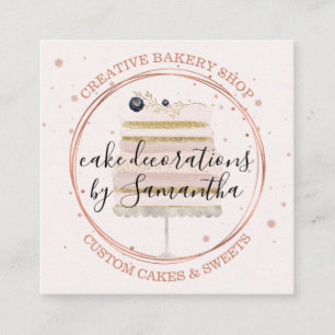 CAKE decoration Event Planner Wedding Sweets party Square Business Card
