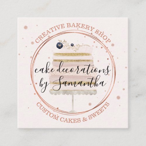 CAKE decoration Event Planner Wedding Sweets party Square Business Card