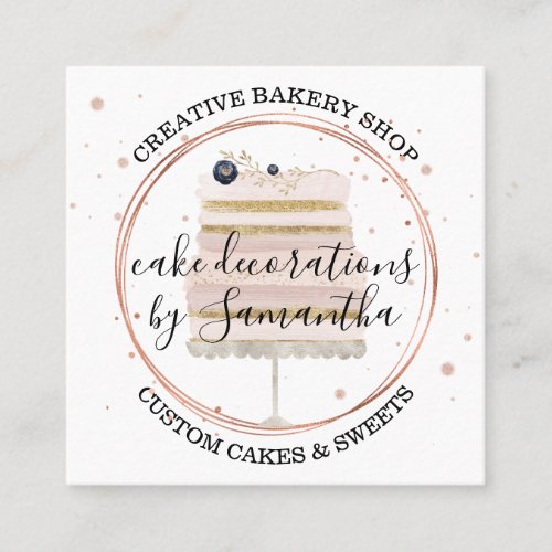 CAKE decoration Event Planner Wedding Sweets Tasty Square Business Card
