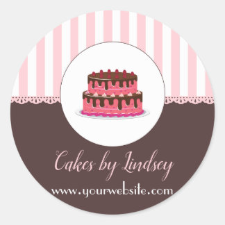 Cake Decorator PINK BROWN Bakery CUTE Classic Round Sticker