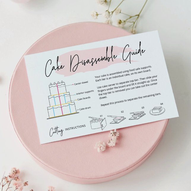 Cake Disassemble Guide Pink Watercolor Bakery Business Card