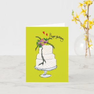 Cake doodle illustration Happy Birthday card