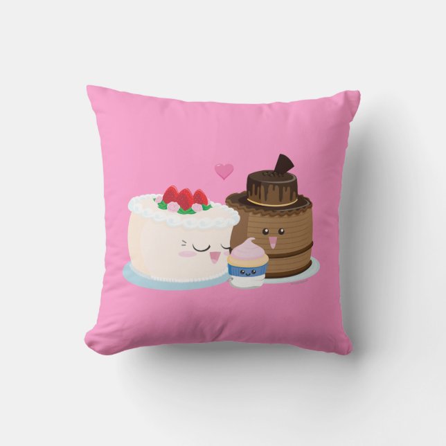 Cake Family Throw Pillow (Front)