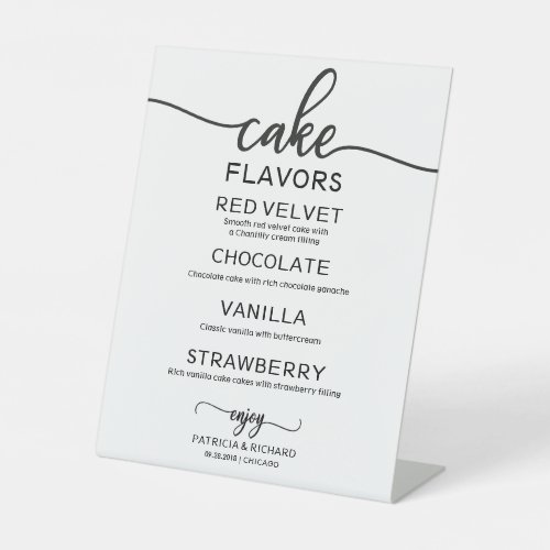 Cake Flavors Black And White Calligraphy Sign