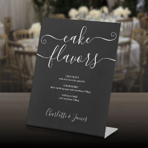Cake Flavors Black and White Signature Script Pedestal Sign