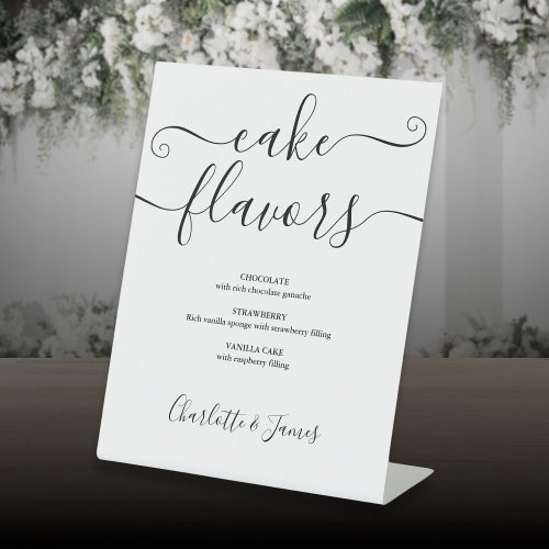 Cake Flavors Signature Script Black And White Pedestal Sign