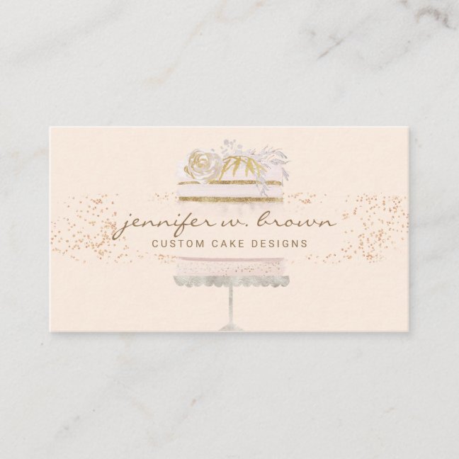Cake Floral Bakery Pastry Patisserie Business Card