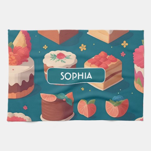 Cake Floral Colorful Personalized Pattern Kitchen Towel