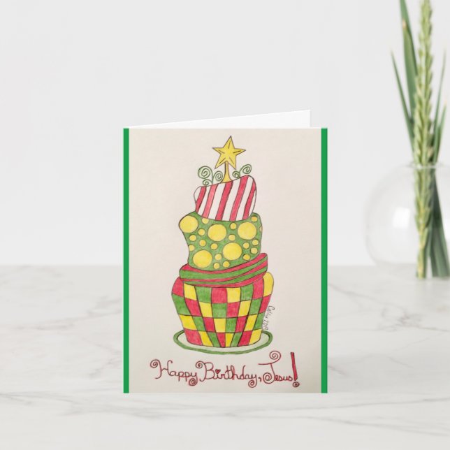 Cake For The King; Happy Birthday Jesus; Christmas Holiday Card (Front)