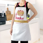 Cake Gold Burgundy Red Bake Modern Bold Typography Apron<br><div class="desc">Here’s a wonderful way to add to the fun of baking, as well as further promote your business. Add extra sparkle to your culinary adventures whenever you wear this elegant, sophisticated, simple, and modern apron. “I bake” in dusty burgundy red bold typography, a graphic burgundy red, peach and gold glitter...</div>