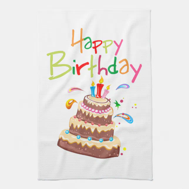 Cake Happy Birthday Kitchen Towel Zazzle